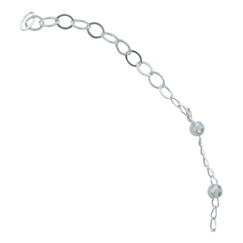 Pulsera Ajustable Nudo Bruja Bolitas Diamantadas Plata S925