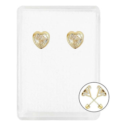 Arete Broquel Corazón Bola Liso Zirconia Amor Regalo Oro10k