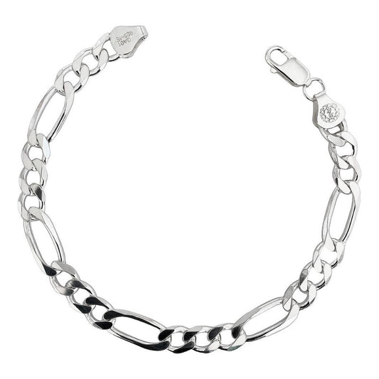 Esclava Pulsera Fígaro 3x1 Caballero Hombre Plata 925 7 Mm