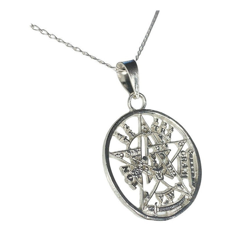 Dije Tetragramaton Plata 925 Medalla Pentagrama + Cadena 925