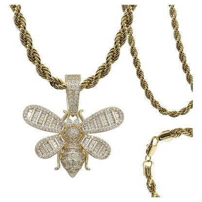 Dije Hombre Abeja Hiphop + Cadena Regalo Chapa Oro 14k