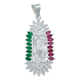 Dije Grande Virgen Guadalupe Liso Manto Zirconias Plata 925