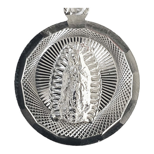 Medalla Diamantada Chic Torso Virgen Guadalupe Plata Ley 925