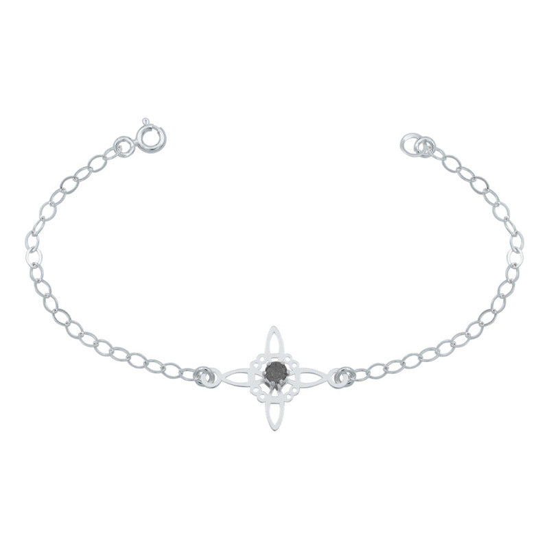 Pulsera Ajustable Nudo De Bruja Celta Zirconia Plata 925