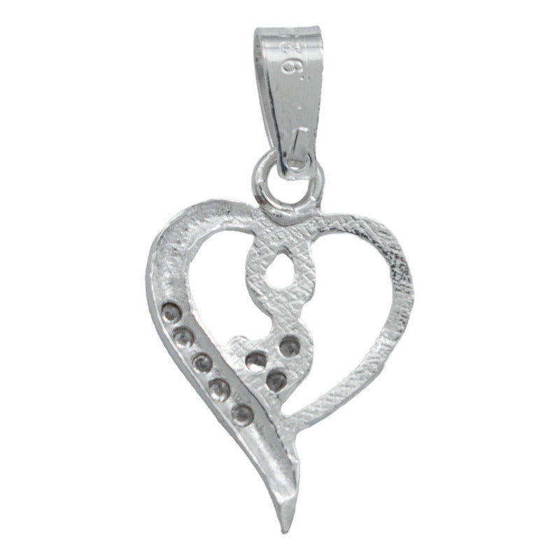 Dije Doble Corazón Zirconias Mini Zirconias Amor Plata 925