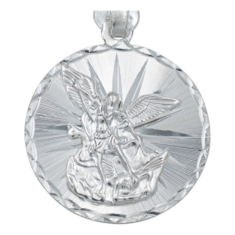 Dije Medalla San Miguel Diamantada Hombre Mujer Plata 925