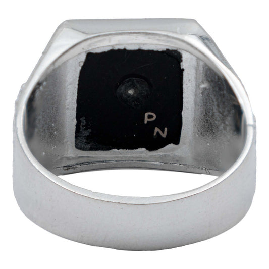 Anillo Diamantado San Judas Piedra Onix Hombre Plata 925