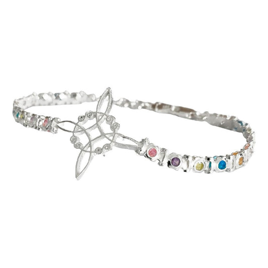 Pulsera Nudo De Bruja Con Zirconias De Colores En Plata S925