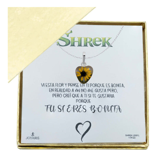 Shrek Mini Collar Girasol Encapsulado Amor Regalo S925