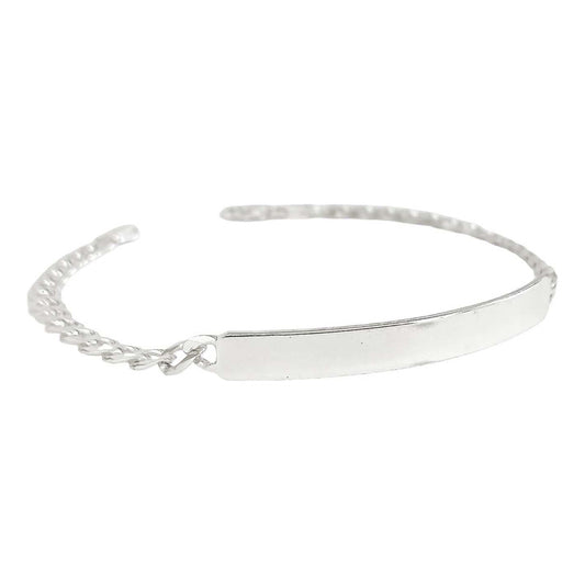 Pulsera Esclava Barbada Cubana Placa Plata Ley 925 5 Mm