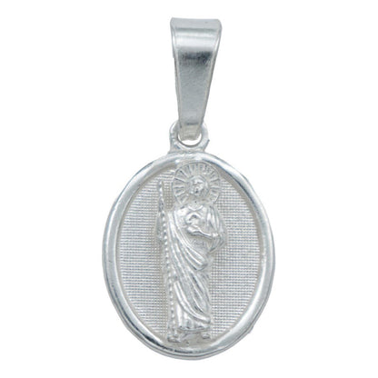 Dije Medalla Mini Diamantada Santos Virgen Plata 925