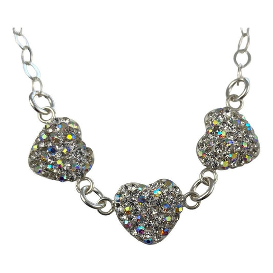 Collar Corazones Con Zirconias Amor Amistad Regalo Plata 925