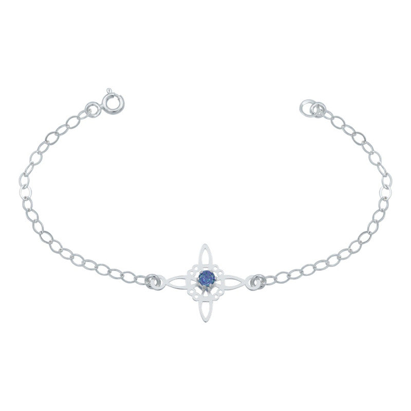 Pulsera Ajustable Nudo De Bruja Celta Zirconia Plata 925