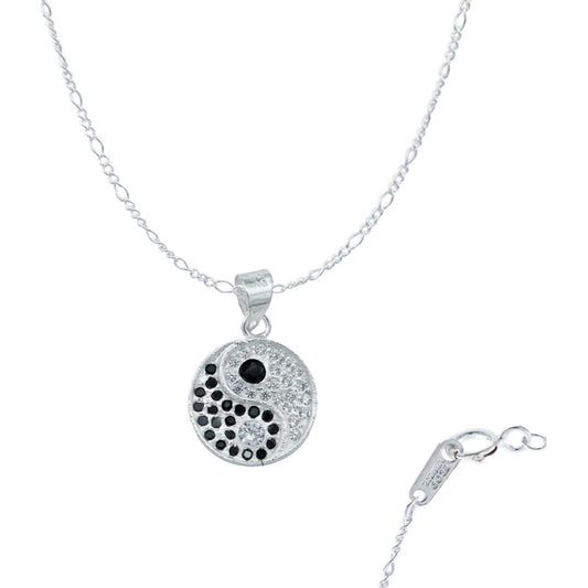 Collar Ying Yang Zirconias Equilibrio Plata Ley 925