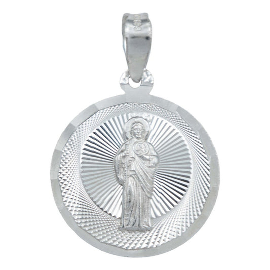 Medalla Diamantada Chica San Judas Tadeo Plata 925 2.1 Cm