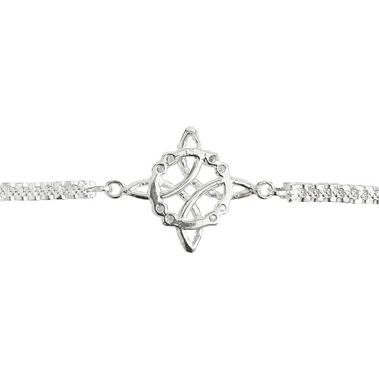 Pulsera Nudo De Bruja Diamantado 8 Zirconias Plata 925