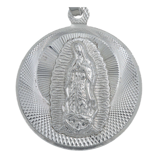 Dije Med Doble San Judas Virgen Guadalupe Plata 925 2.9 Cm