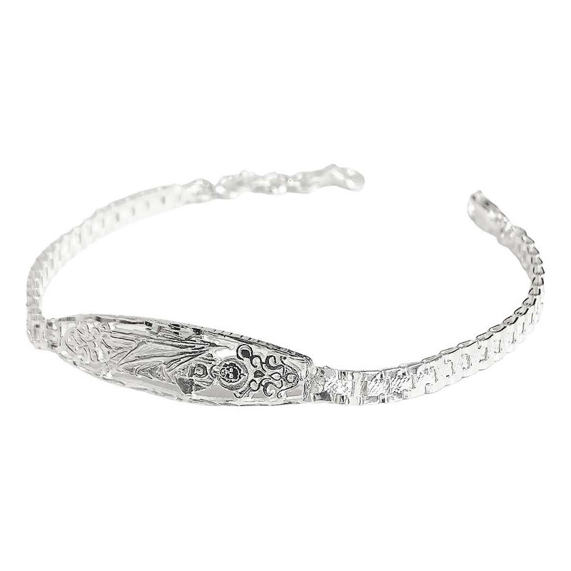 Pulsera Esclava Placa Rolo San Judas Tadeo Plata Solida S925