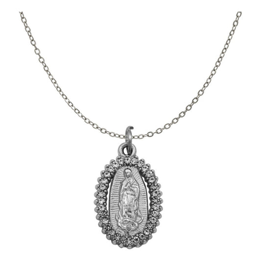 Collar Virgencita Guadalupe Piedras Con Cadena Hombre Mujer