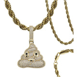 Dije Hombre Emoji Poop Hiphop + Cadena Regalo Chapa Oro 14k