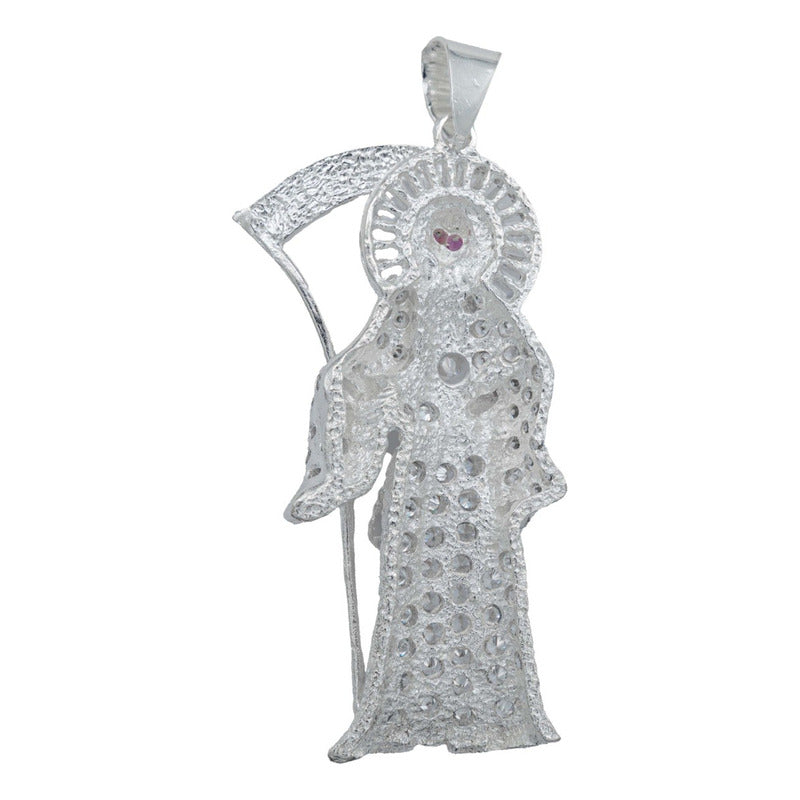 Dije Grande Santa Muerte Artesanal Zirconia Plata 925 7.5 Cm