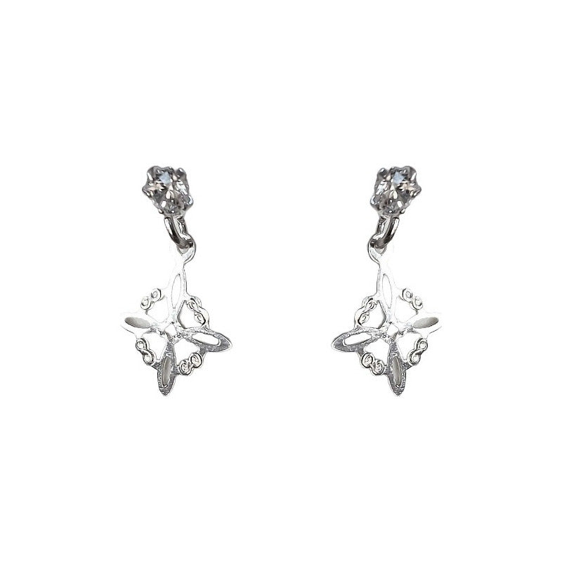 Aretes Broquel Pendiente Nudo De Bruja Zirconia Plata Ley925