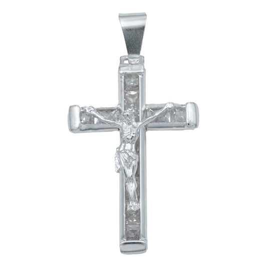 Dije Cruz Catolica San Benito Virgen Zirconias Plata 925