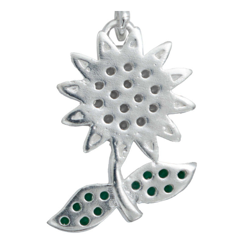 Dije Flor Primavera Zirconia Mujer Amor Regalo Plata 925