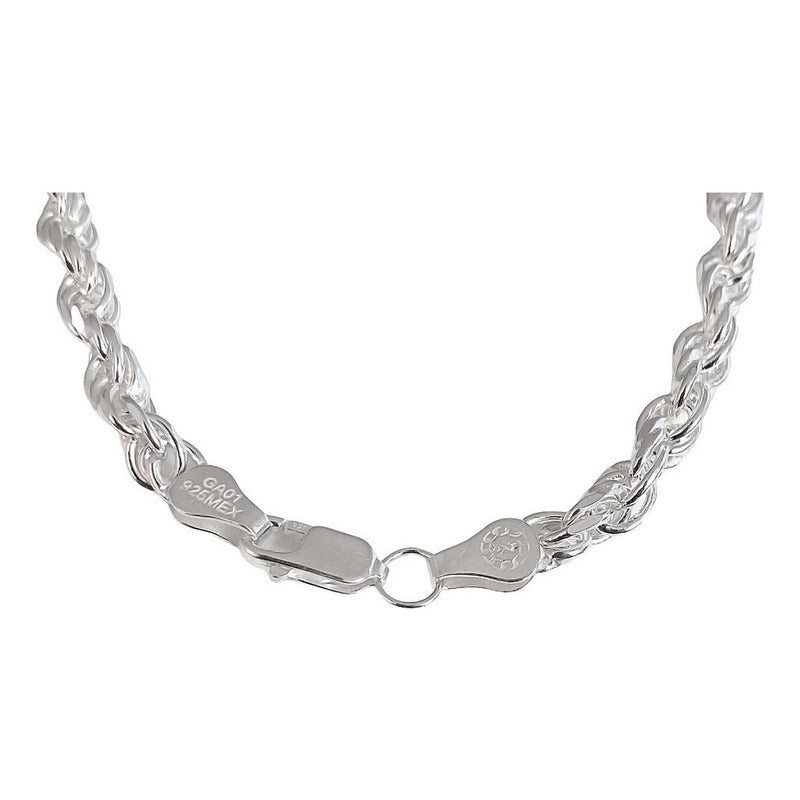 Collar Cadena Tejido Torzal Plata Fina Ley 925 60 Cm X 5 Mm