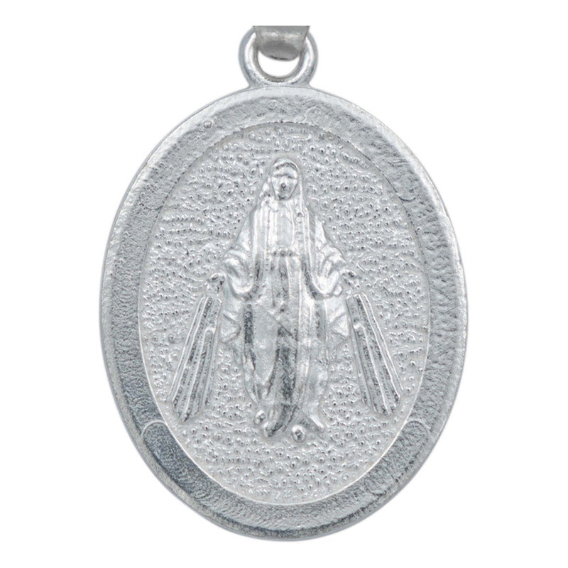 Dije Medalla Virgen Milagrosa Diamantada Mate Plata 925