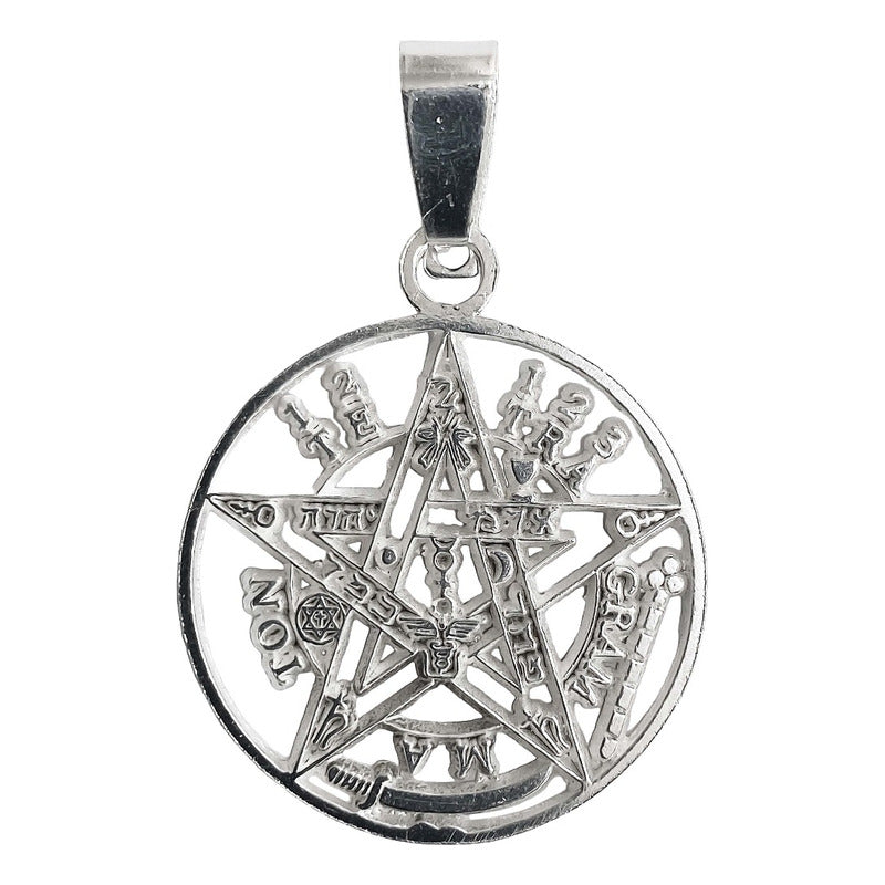 Dije Tetragramaton Medalla Pentagrama Grande En Plata 925