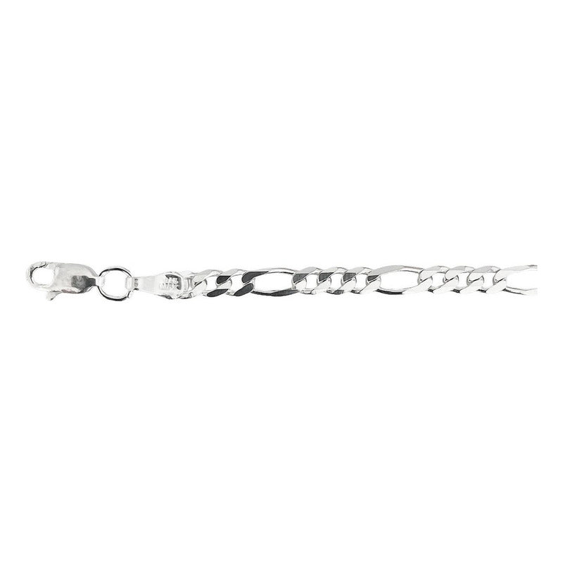 Esclava Pulsera Fígaro 3x1 Hombre Mujer Plata Ley 925 4 Mm