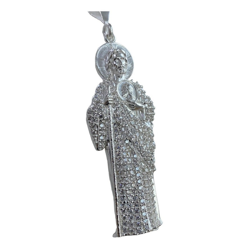 Dije Gigante San Judas Tadeo Zirconias Plata Solida 925