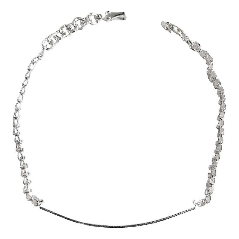 Pulsera Esclava Ajustable Rolo Placa Unisex Plata 925 4 Mm