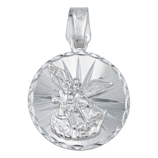 Dije Medalla San Miguel Diamantada Hombre Mujer Plata 925