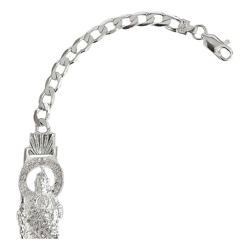 Pulsera Esclava San Judas Tadeo Zirconias Plata Ley S925