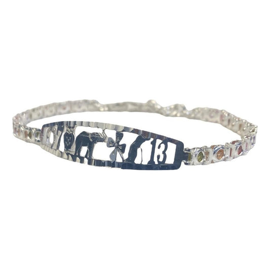 Pulsera Ajustable De La Suerte Con Zirconias En Plata 925