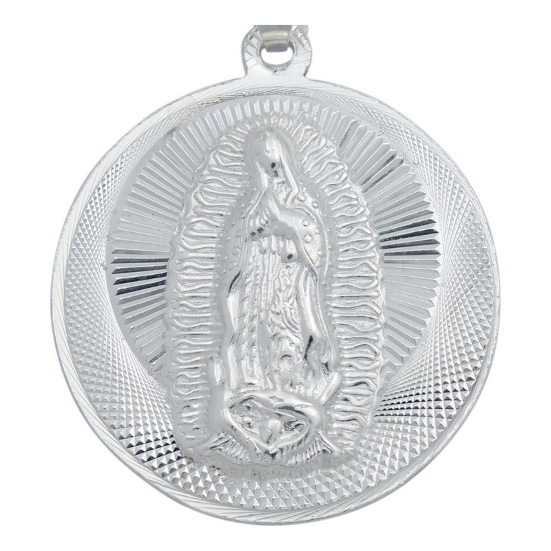 Dije Medalla Doble Vista San Judas Virgen Plata 925 2.9 Cm