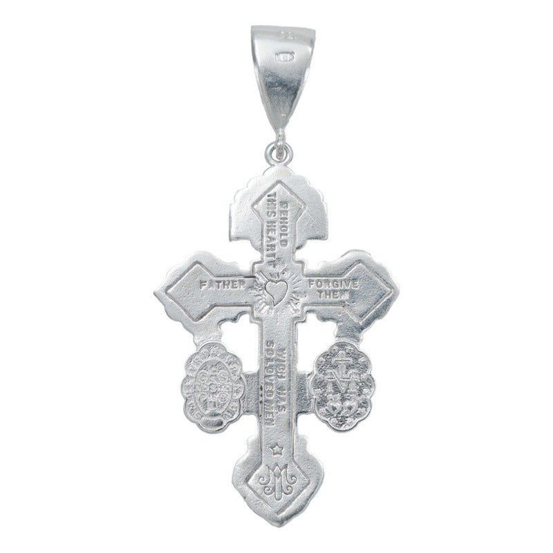 Dije Cruz Perdón Cristo San Benito Virgen Plata S925 6.1 Cm