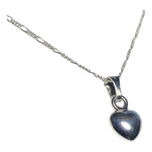 Collar Corazón Liso Mediano Amor Amistad Regalo Plata 925