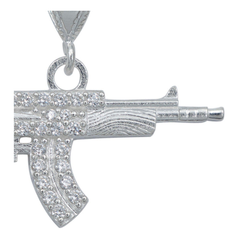 Dije Chico Rifle Asalto Sin Culata Zirconias Plata 925