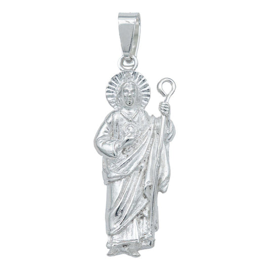 Dije Liso Troquel San Judas Detallado Plata 925 4.7 Cm