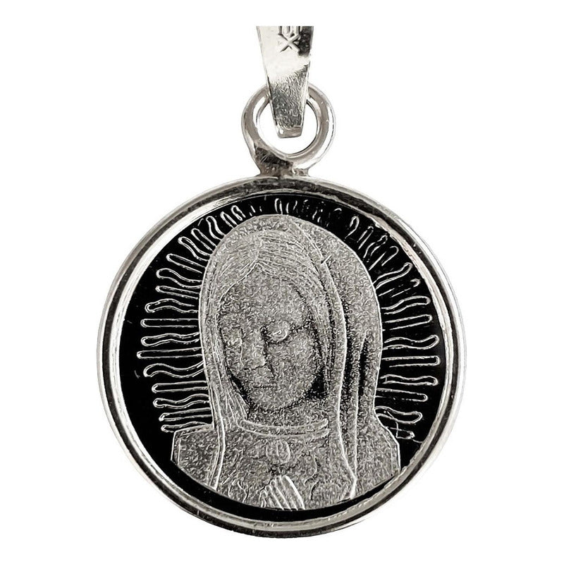 Dije Medalla Virgen Guadalupe Mediana Plata Pura Ley 999