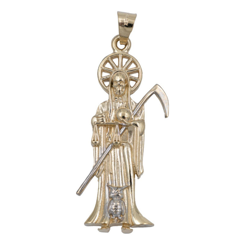 Dije Santa Muerte Hombre Mujer Dos Oros Oro 10k 4.5 Cm