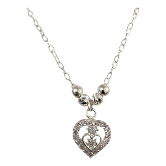 Collar Corazon Con Bolitas Amor Amistad Regalo Plata 925