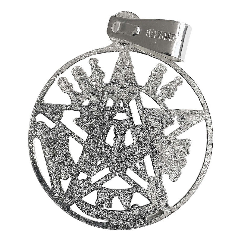 Dije Tetragramaton Medalla Pentagrama Grande En Plata 925