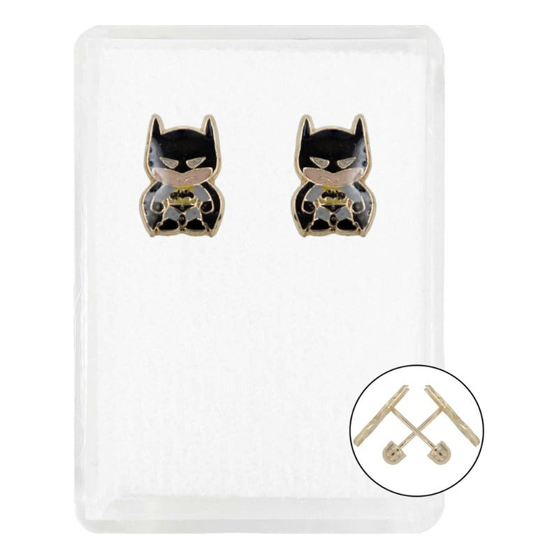 Aretes Broquel Super Heroes Villanos Regalo Oro 10k