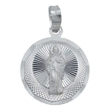 Dije Medalla Diamantada San Judas Tadeo Plata 925 1.7 Cm