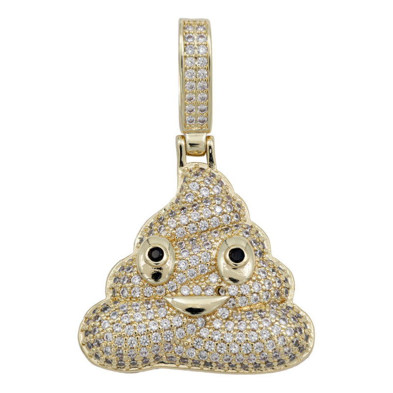 Dije Hombre Emoji Poop Hiphop + Cadena Regalo Chapa Oro 14k