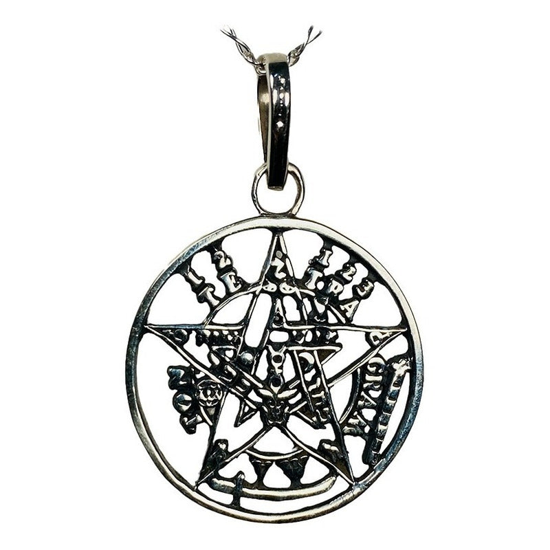 Dije Tetragramaton Plata 925 Medalla Pentagrama + Cadena 925